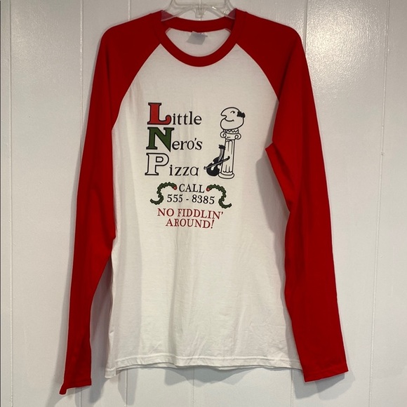 Home Alone Tee Shirt Little Nero’s Pizza Baseball Jersey Unisex Size Large NWOT - Picture 1 of 9